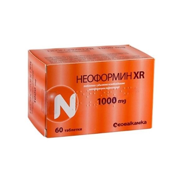 Неоформин XR 1000 mg х60 таблетки с удължено освобождаване