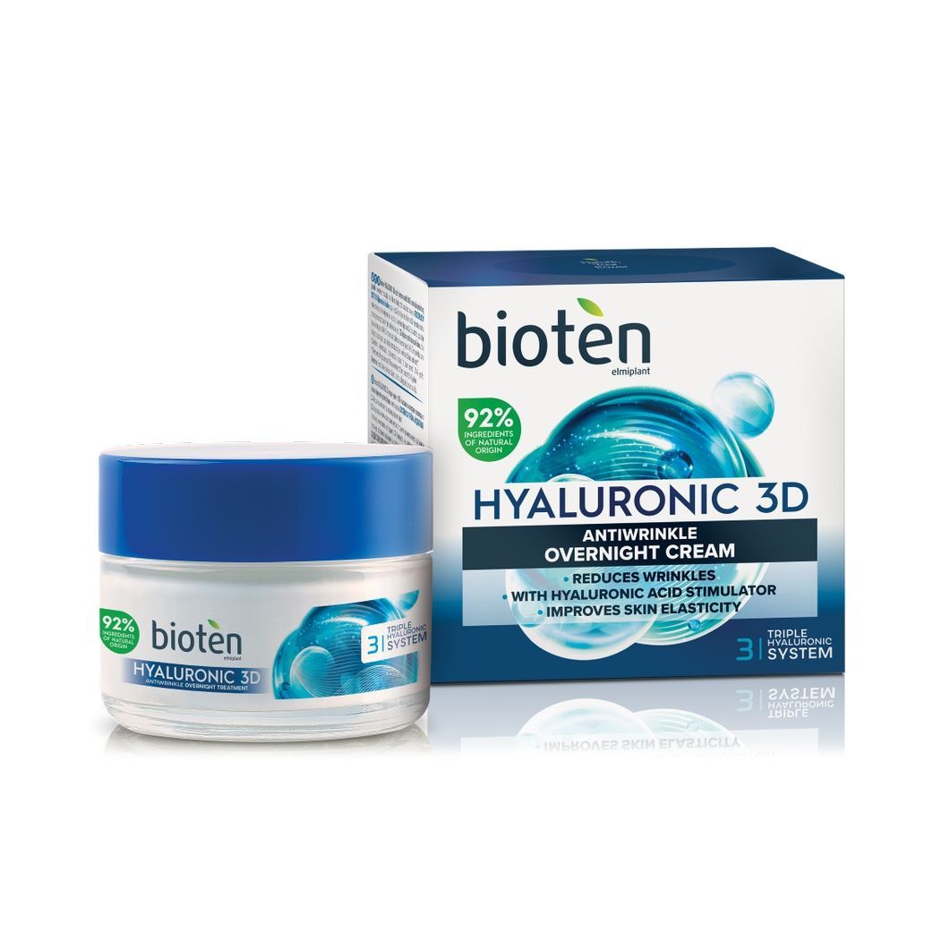 Bioten Hyaluronic 3D Нощен крем за лице против бръчки с хиалуронова киселина х50 мл