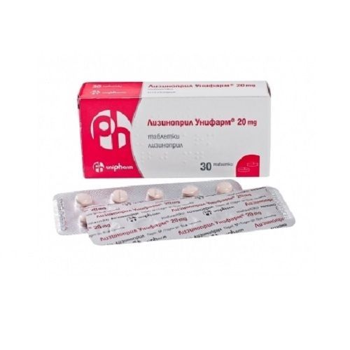Лизиноприл Унифарм 20 mg х30 таблетки Унифарм