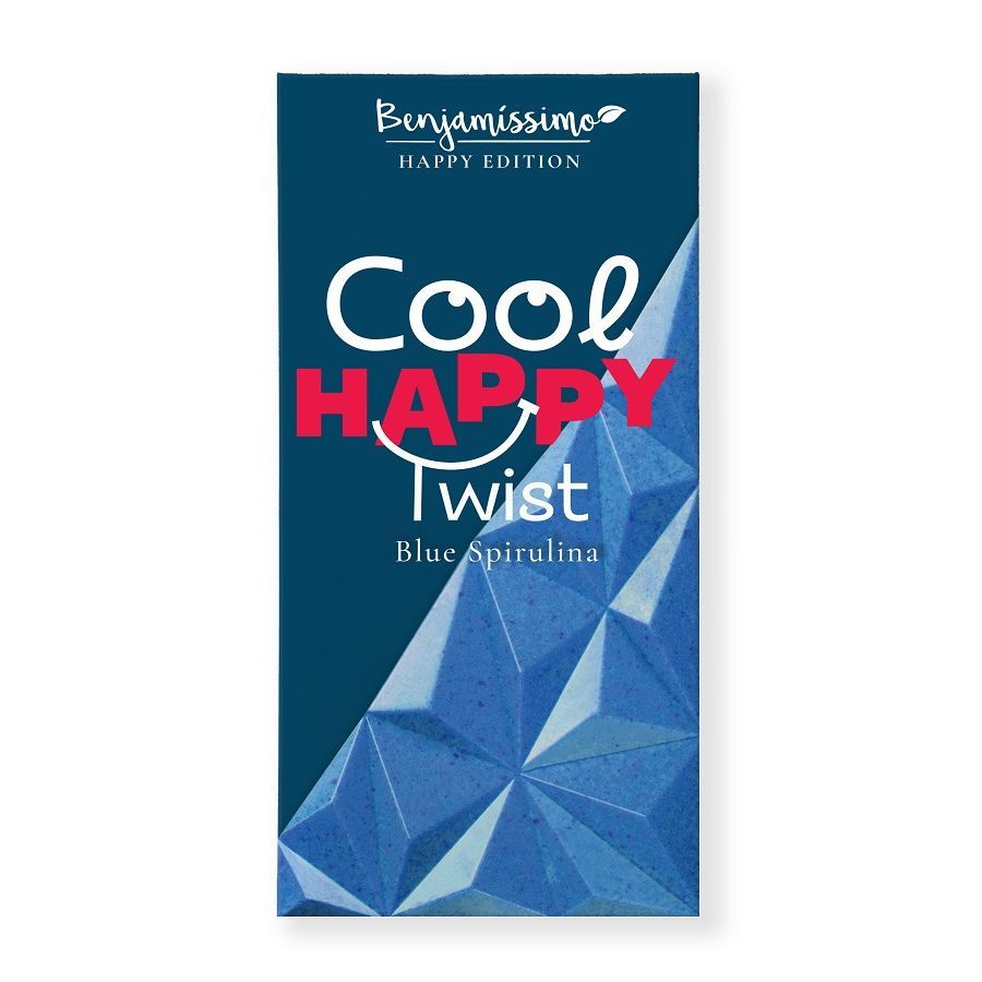 Benjamissimo Cool Happy Twist Blue Био веган какаов десерт със спирулина и морска сол х60 грама