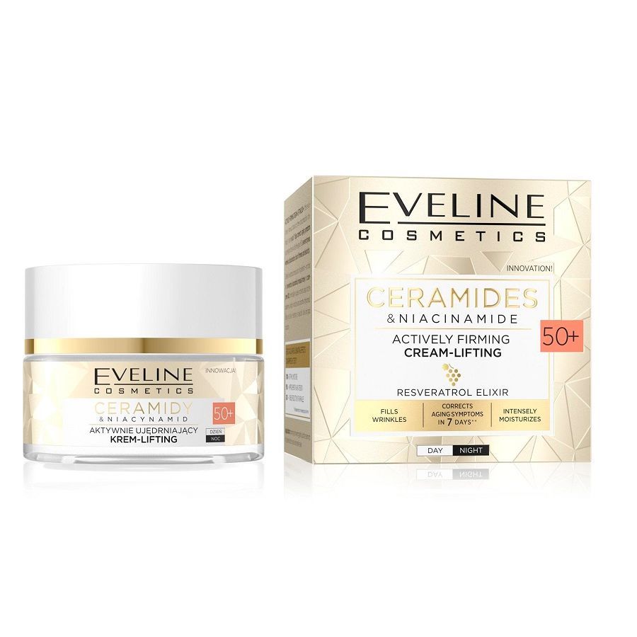 Evelin Ceramides & Niacinamide 50+ Стягащ лифтинг нощен и дневен крем за лице x50 мл