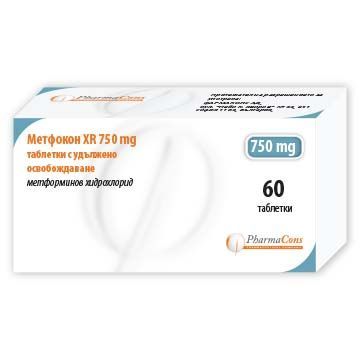Метфокон XR 750 mg х60 таблетки с удължено освобождаване