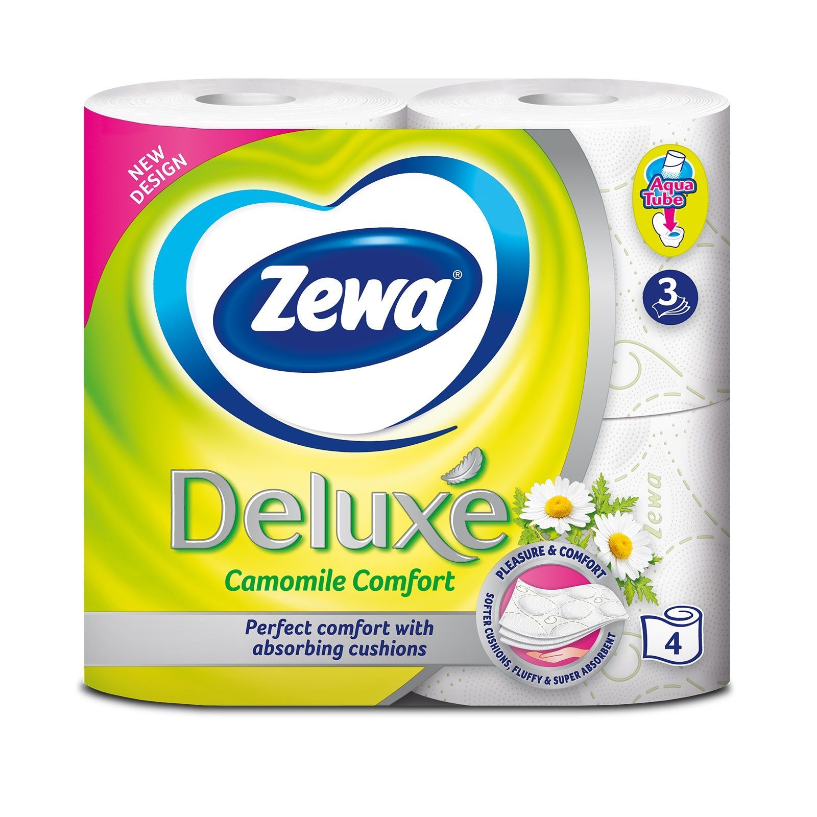 Zewa Deluxe Camomile Comfort Тоалетна хартия с аромат на лайка x4 броя