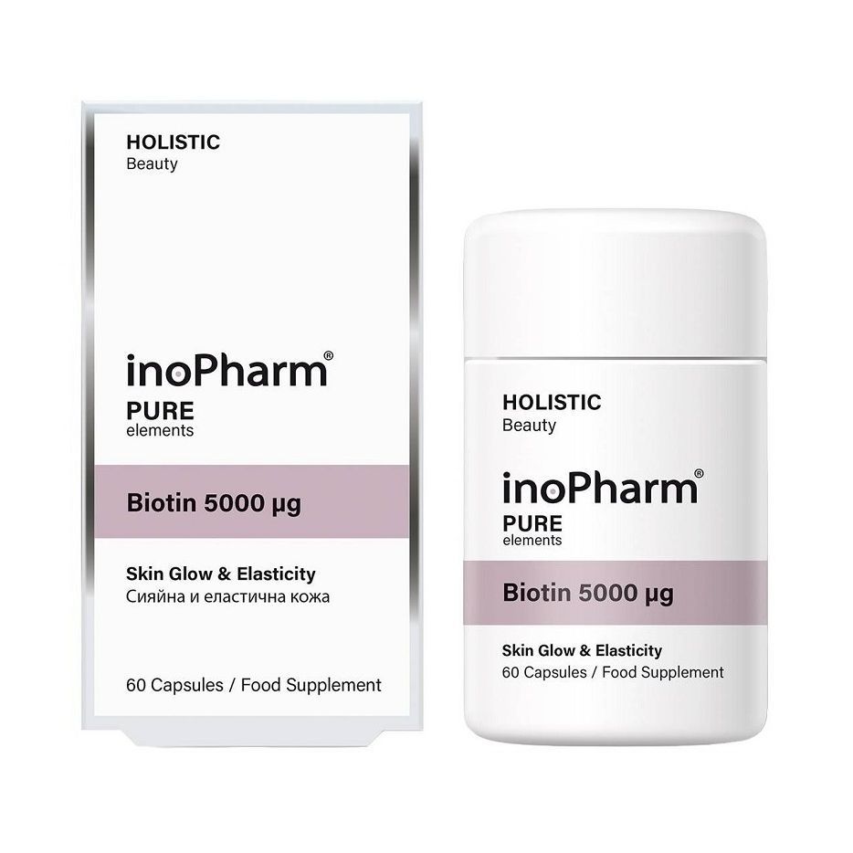 Inopharm Pure Elements Биотин за сияйна и еластична кожа 5000 мкг х60 капсули