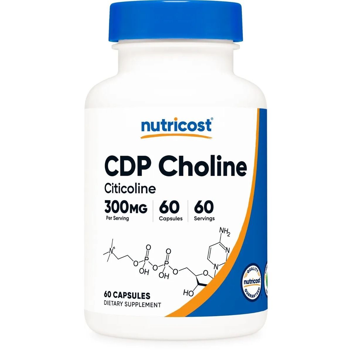 NUTRICOST CDP Choline Цитиколин 300mg за нервна система x 60 caps