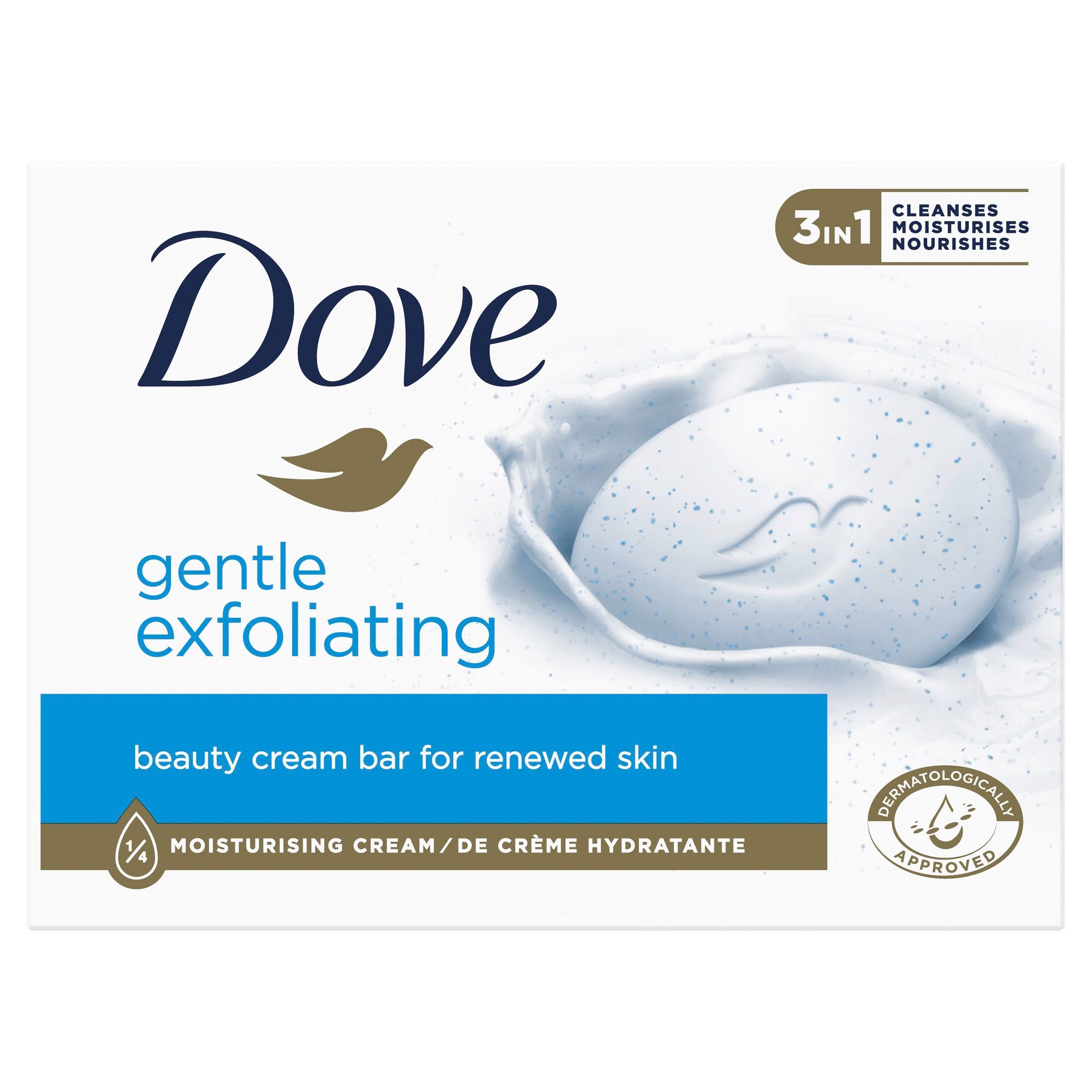 Dove Gentle Exfoliating Ексфолиращ крем-сапун за лице, тяло и ръце x90 грама