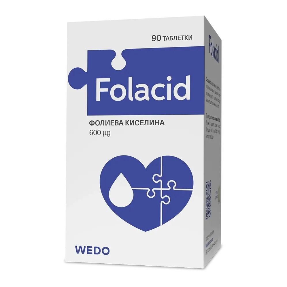 Folacid 600 μg Фолиева киселина x90 таблетки Wedo