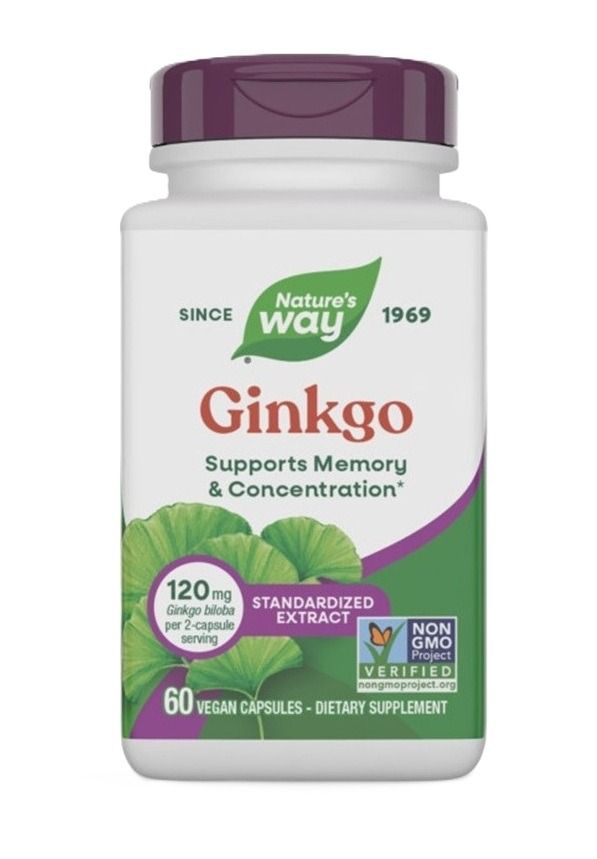 Ginkgo Гинко билоба с Готу кола за памет и концентрация х60 веган капсули Nature's Way
