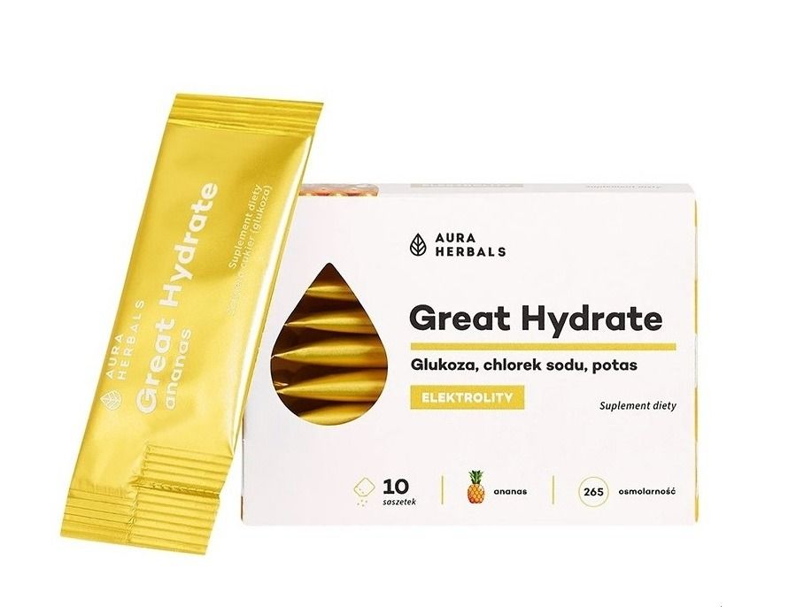 Great Hydrate Електролитен баланс и бърза хидратация, с вкус на ананас х10 сашета Aura Herbals