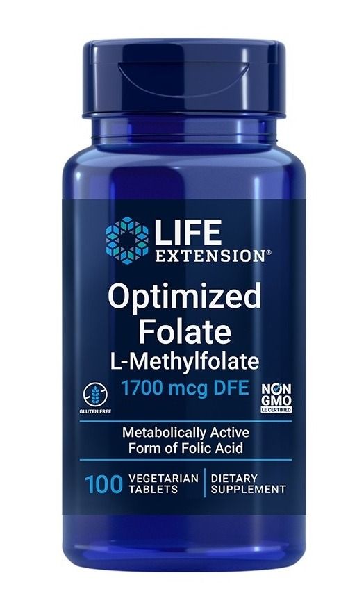 Optimized Folate Фолиева киселина (Л-метилфолат) х100 таблетки Life Extension
