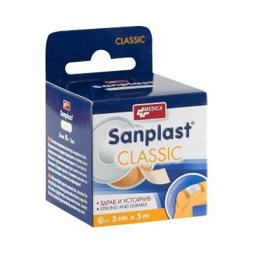 Medica Sanplast Classic Прикрепващ пластир за нормална кожа 5 см/ 5 м х1 брой