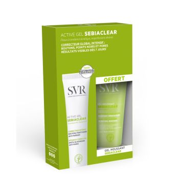 SVR Sebiaclear Комплект за лице Active Gel Активен гел за склонна към акне кожа и Измивна гел-пяна за мазна кожа