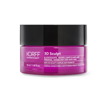 Korff  3D Sculpt Стягащ и моделиращ нощен крем-маска за лице и деколте против бръчки x50 мл
