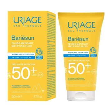 Uriage Bariesun Матиращ слънцезащитен флуид за лице с много висока защита за комбинирана и мазна кожа SPF50+ х50 мл
