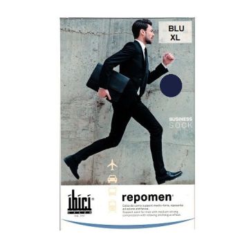 Ibici Repomen Business Sock Еластични мъжки чорапи за разширени вени с ликра и със средно-силна компресия, цвят Blu, размер XL