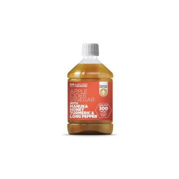 Ябълков оцет с мед от манука (MGO 300), куркума и дълъг пипер х500 мл Manuka Doctor