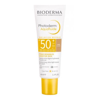 Bioderma Photoderm Aquafluide Хидратиращ матиращ слънцезащитен флуид за лице с водна текстура SPF50+ x40 мл, Golden