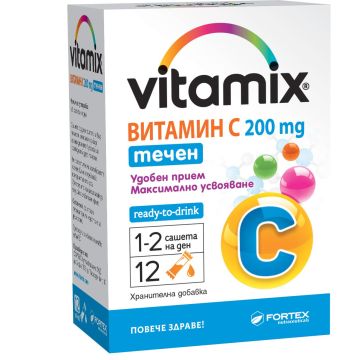 Витамикс Витамин C течен 200mg х12 сашета Fortex