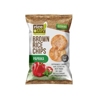 Rice Up Brown Rice Chips Paprika Чипс от кафяв пълнозърнест ориз с чушка Без глутен х60 грама