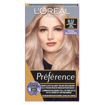 Loreal Paris Preference Cool Blondes Трайна боя за коса в студени руси нюанси, 8.12 Alaska