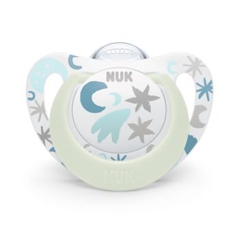 Nuk Night Star Залъгалка със силиконов биберон 0 - 6 месеца x1 брой - 730718
