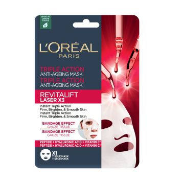 Loreal Paris Revitalift LaserX3 Triple Action Хартиена маска за лице x28 грама