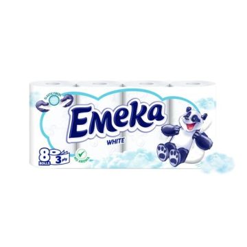 Emeka White Трипластова тоалетна хартия без аромат х8 броя