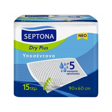 Septona Dry Plus Абсорбиращи чаршафи за възрастни с инконтиненция, 90 х 60 см х15 броя