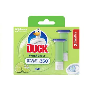 Duck Lime Пълнител гел-диск за дозатор  за тоалетна чиния с аромат на лайм x2 броя