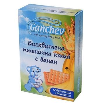 Ganchev Бисквитена пшенична каша с банан за деца над 6 месеца x200 грама