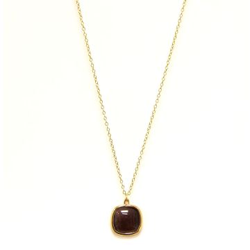 Farma Bijoux Хипоалергенно колие с кафява кварцова мъниста