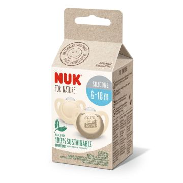 Nuk For Nature Силиконова залъгалка 6-18 месеца x2 броя,  крем 176298