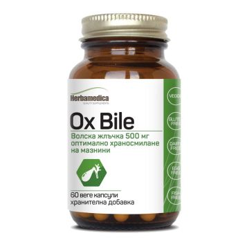 Ox Bile Волска жлъчка за оптимално храносмилане на мазнини 500 mg х60 капсули Herbamedica