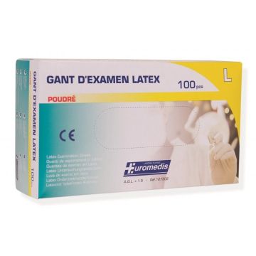 Латексови ръкавици с талк L х100 броя Euromedis