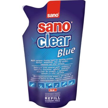 Sano Clear Blue Многофункционална течност за почистване и полиране, пълнител x750 мл