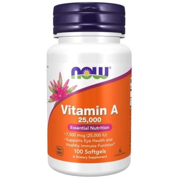 Витамин A 25000IU х100 дражета Now Foods