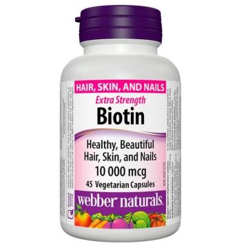Биотин екстра сила 10000 mcg х45 капсули Webber Naturals