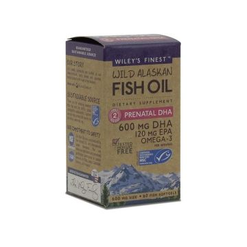 Wiley’s Finest Wild Alaskan Fish Oil Prenatal DHA Рибено масло при бременност и кърмене х60 капсули