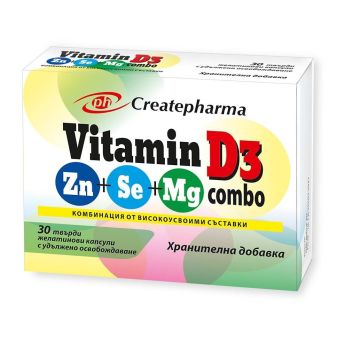 Витамин D3 комбо Zn+Se+Mg х30 капсули Createpharma
