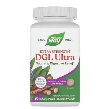 DGL Ultra с глицин при стомашен дискомфорт, с вкус на шоколад х90 дъвчащи таблетки Nature’s Way