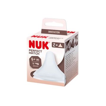 Nuk Perfect Match Силиконов биберон за хранене за деца над 6 месеца х2 броя, размер U