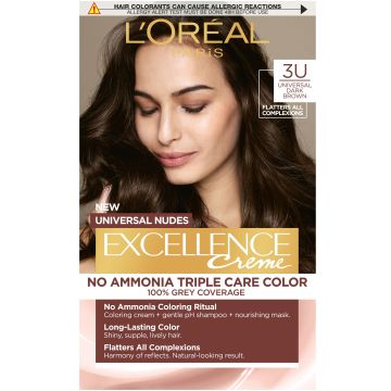 Loreal Paris Excellence Universal Nudes Безамонячна боя за коса, 3U Universal Dark Brown