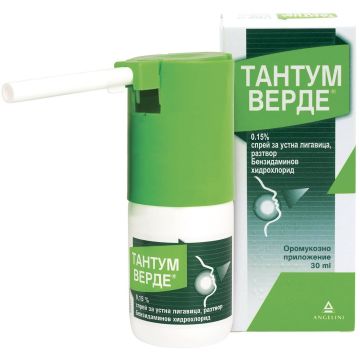 Тантум Верде 0,15% Спрей за гърло при простуда и грип x30 мл Angelini