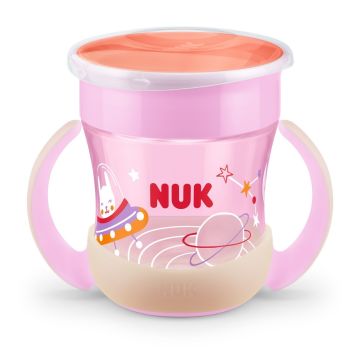 Nuk Evolution Magic Cup Магическа чаша с дръжки, светеща в тъмното за деца над 6 месеца x160 мл, розова