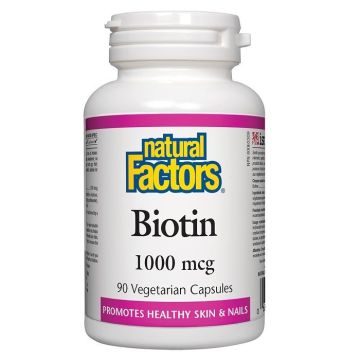 Биотин за здрави коса, кожа и нокти 1000 mcg x90 вегетариански капсули Natural Factors