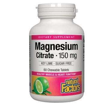 Магнезиев цитрат 150мг с вкус на лайм х60 дъвчащи таблетки Natural Factors