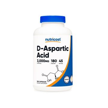 D-Aspartic Acid D-Аспарагинова киселина Повишава тестестерона по естествен начин x180 капсули, Nutricost
