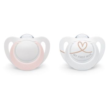 Nuk Star Залъгалка със силиконов биберон 0 - 6 месеца x2 броя - 175284, Girl