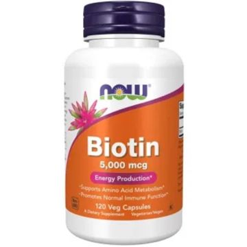 Биотин Витамин В7 5000 mcg х1 веган капсули Now Foods