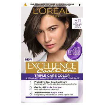 Loreal Paris Excellence Cool Creme Трайна крем боя за коса в студени нюанси, 5.11 Ultra Ash Light Brown